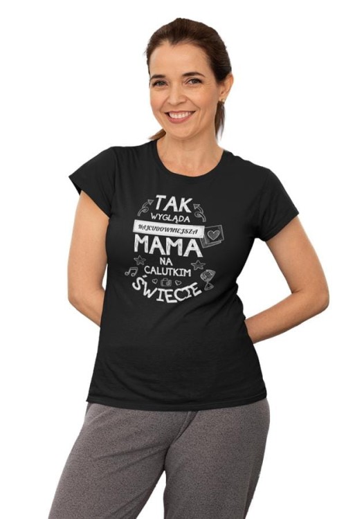 Koszulka dla Mamy na Dzień Mamy zestaw z kubkiem z nadrukiem Tak wygląda najcudowniejsza mama na calutkim świecie kolor czarny (6).jpg