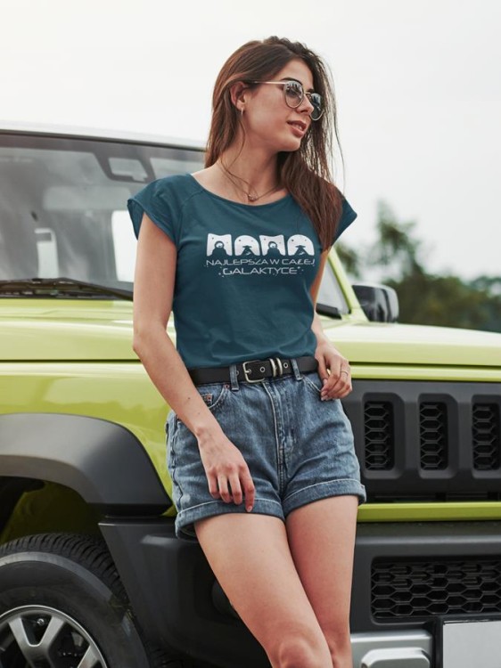 Koszulka dla Mamy na Dzień Mamy zestaw z kubkiem z nadrukiem MAMA najlepsza w całej galaktyce kolor petrol blue (4).jpg