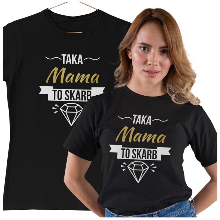 Koszulka dla Mamy na Dzień Matki z napisem Taka mama to skarb w kolorze czarnym (3).jpg