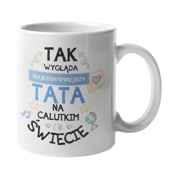 Fartuchy z kubkami dla Mamy i Taty na prezent na Dzień Matki i Ojca z napisem Tak wygląda najcudowniejsza mama na calutkim świecie i Tak wygląda najcudowniejszy tata na ca.jpg