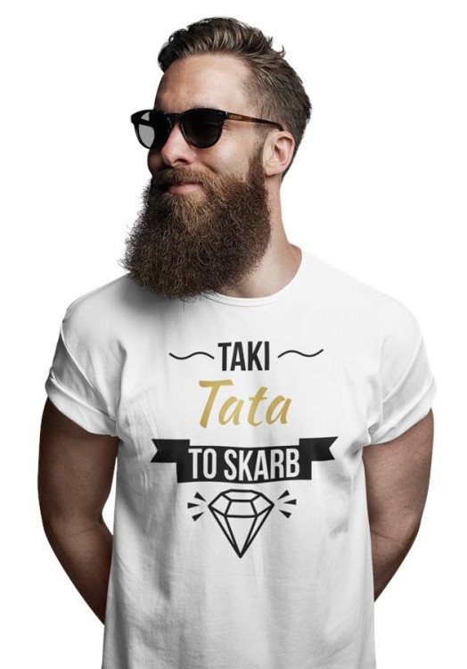 Koszulka dla TATY modny prezent na Dzień Ojca Stylowa koszulka Taki tata to skarb kolor biały (3).jpg