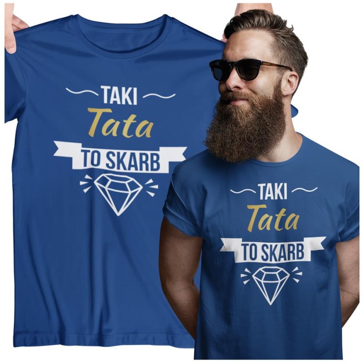 Koszulka dla TATY modny prezent na Dzień Ojca Stylowa koszulka  Taki tata to skarb kolor granatowy (1).jpg