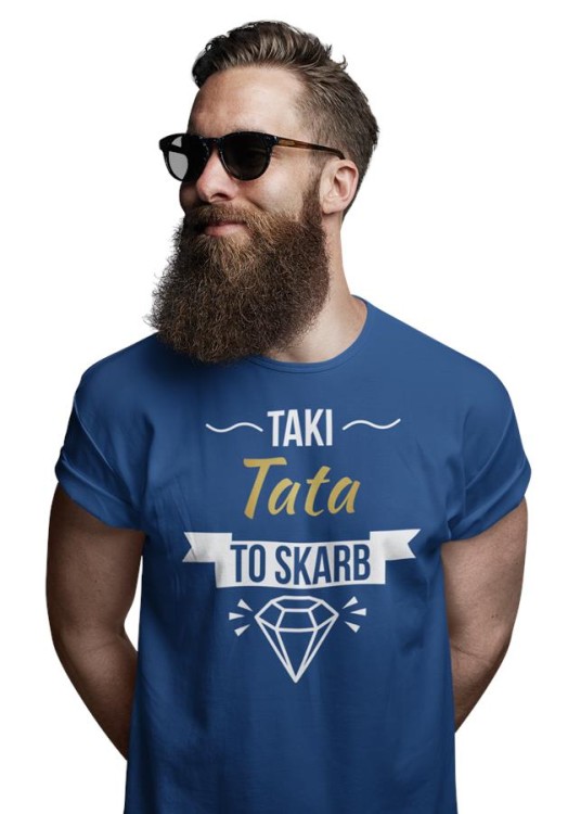 Koszulka dla TATY modny prezent na Dzień Ojca Stylowa koszulka  Taki tata to skarb kolor granatowy (2).jpg