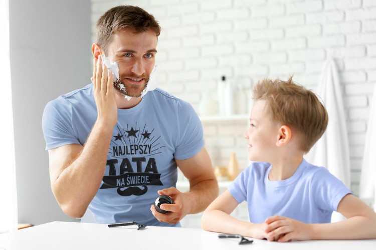 Koszulka dla TATY modny prezent na Dzień Ojca Stylowa koszulka  Najlepszy TATA na świecie kolor błękitny (5).jpg