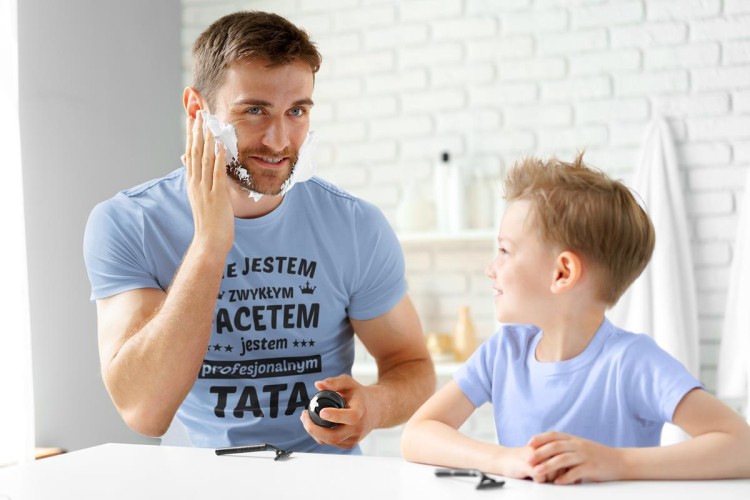 Koszulka dla TATY modny prezent na Dzień Ojca Stylowa koszulka  Nie jestem  zwykłym facetem jestem profesjonalnym TATĄ kolor błękitny (7).jpg