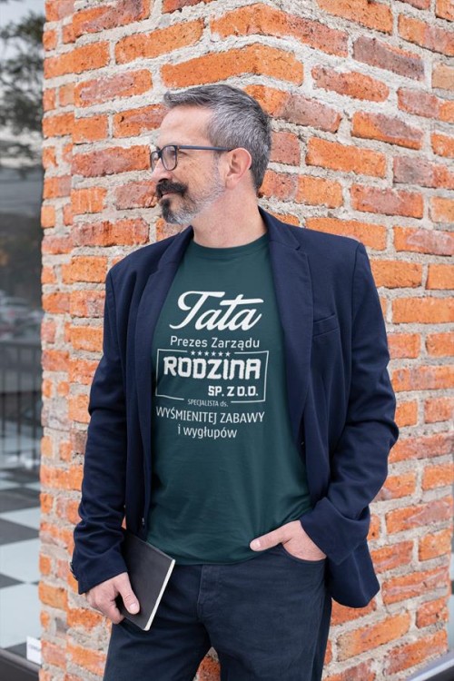 Koszulka dla TATY modny prezent na Dzień Ojca Stylowa koszulka  Tata Prezes Zarządu Rodzina SP. ZO.O. specjalista ds. wyśmienitej zabawy i wygłupów kolor petrol blue (3).jpg