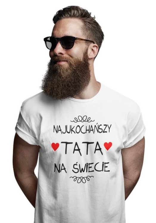 Koszulka dla TATY modny prezent na Dzień Ojca Stylowa koszulka Najukochańszy TATA na świecie kolor biały (1).jpg