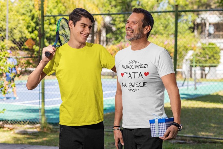 Koszulka dla TATY modny prezent na Dzień Ojca Stylowa koszulka Najukochańszy TATA na świecie kolor biały (3).jpg