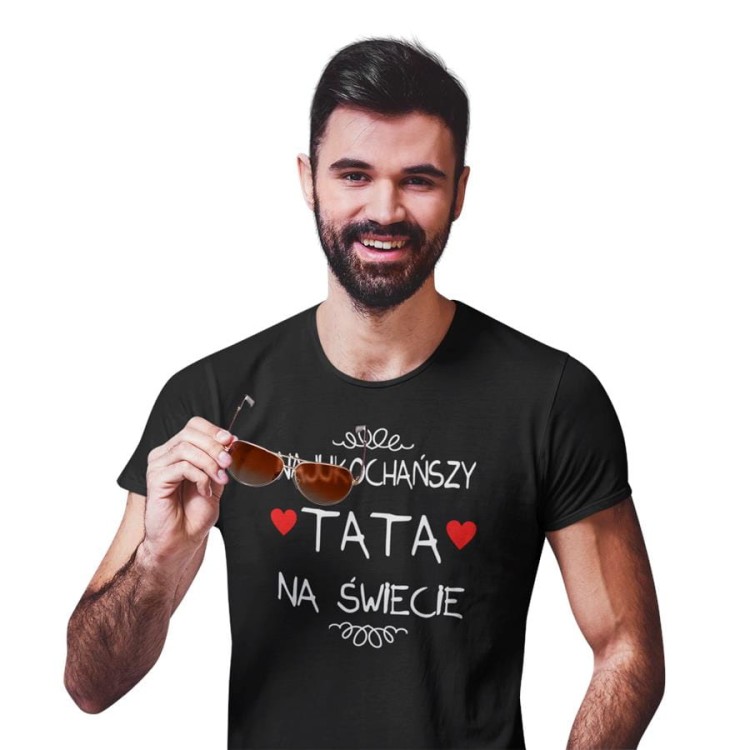 Koszulka dla TATY modny prezent na Dzień Ojca Stylowa koszulka Najukochańszy TATA na świecie kolor czarny (3).jpg