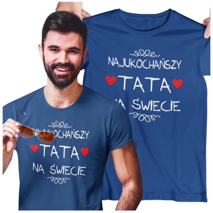 Koszulka dla TATY modny prezent na Dzień Ojca Stylowa koszulka Najukochańszy TATA na świecie kolor granatowy (1).jpg