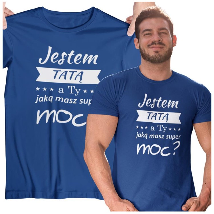 Koszulka dla TATY modny prezent na Dzień Ojca Stylowa koszulka Jestem TATĄ a Ty jaką masz super moc kolor granatowy (1).jpg