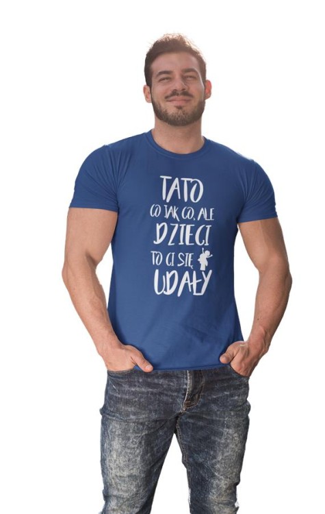 Koszulka dla TATY modny prezent na Dzień Ojca Stylowa koszulka  TATO CO JAK CO, ALE DZIECI CI SIĘ UDAŁY  kolor granatowy (2).jpg