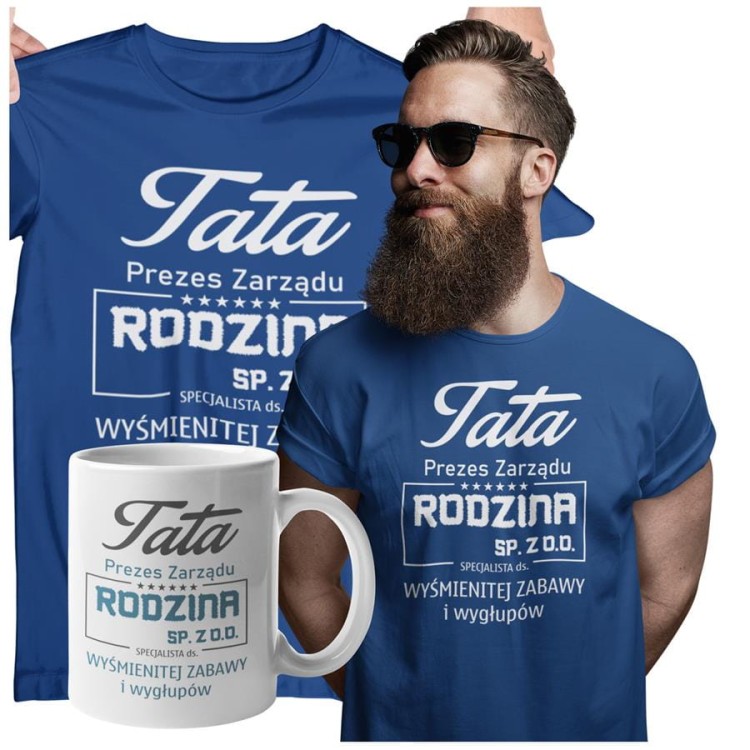 KOSZULKA DLA TATY NA PREZENT NA URODZINY NA DZIEŃ OJCA Tata Prezes Zarządu Rodzina SP. ZO.O. specjalista ds. wyśmienitej zabawy i wygłupów kolor granatowy.jpg
