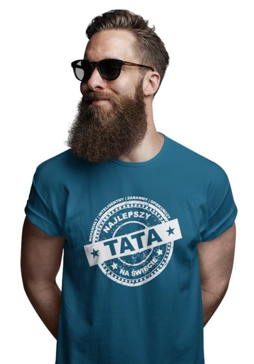 Koszulka dla taty wraz z kubkiem wspaniały, inteligentny, zabawny, opiekuńczy NAJLEPSZY TATA NA ŚWIECIE kolor petrol  (2).jpg