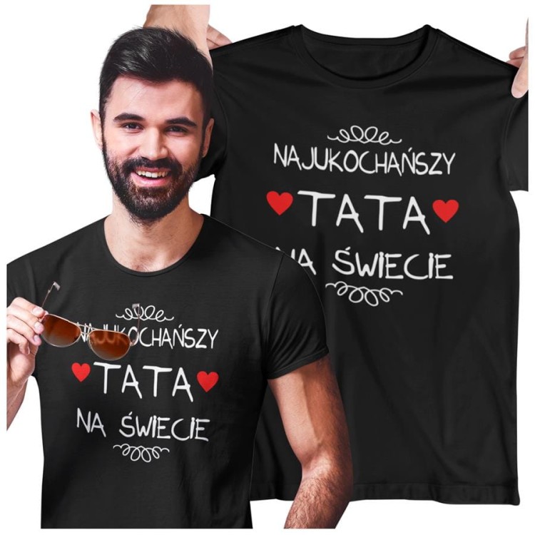 Koszulka dla TATY modny prezent na Dzień Ojca Stylowa koszulka Najukochańszy TATA na świecie kolor czarny (1).jpg