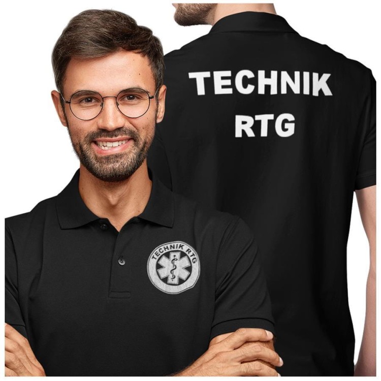 Koszulka polo męska medyczna dla Technika RTG z logo i napisem TECHNIK RTG na plecach kolor czarny (2).jpg