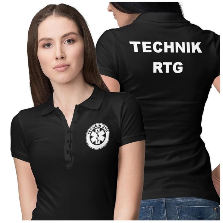 Koszulka polo damska medyczna dla Technika RTG z logo i napisem TECHNIK RTG na plecach kolor czarny (2).jpg