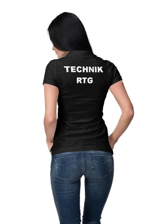 Koszulka polo damska medyczna dla Technika RTG z logo i napisem TECHNIK RTG na plecach kolor czarny (1).jpg