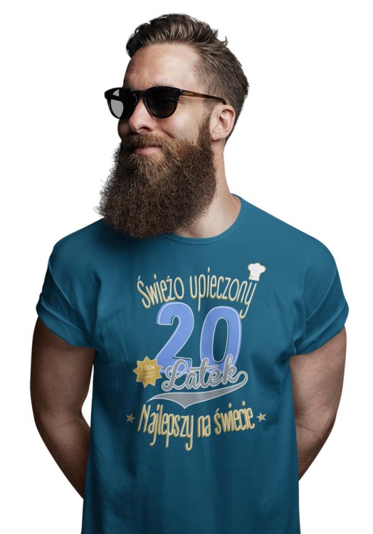 Koszulka na 20 urodziny na DWUDZIESTKĘ Świeżo upieczony 20 latek Najlepszy na świecie kolor petrol blue (2).jpg