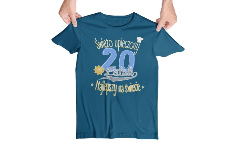 Koszulka na 20 urodziny na DWUDZIESTKĘ Świeżo upieczony 20 latek Najlepszy na świecie kolor petrol blue (3).jpg