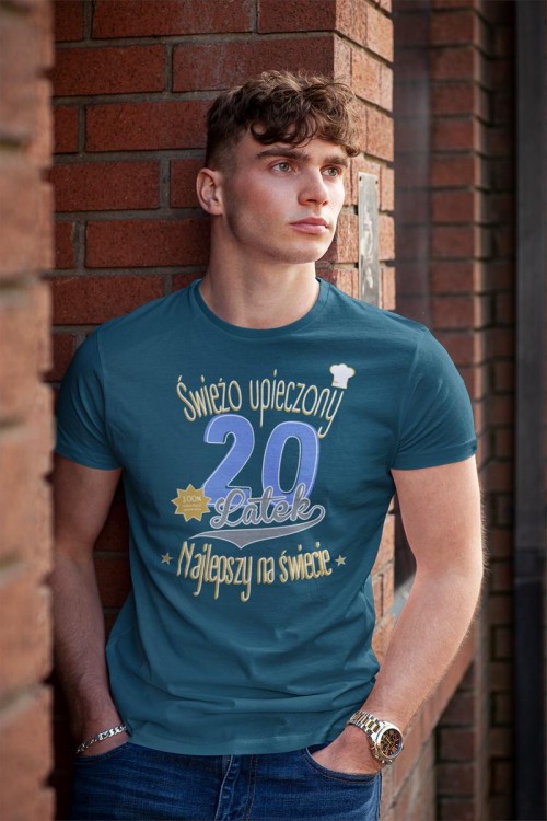 Koszulka na 20 urodziny na DWUDZIESTKĘ Świeżo upieczony 20 latek Najlepszy na świecie kolor petrol blue (5).jpg