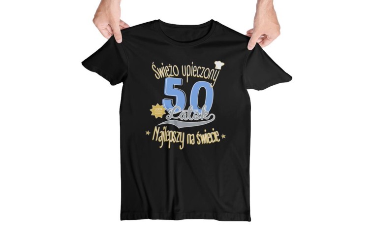 Koszulka na 50 urodziny na PIĘĆDZIESTKĘ Świeżo upieczony 50 latek Najlepszy na świecie kolor czarny (4).jpg