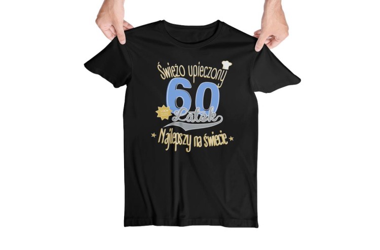 Koszulka na 60 urodziny naSZEŚĆDZIESTKĘ Świeżo upieczony 60 latek Najlepszy na świecie kolor czarny (2).jpg