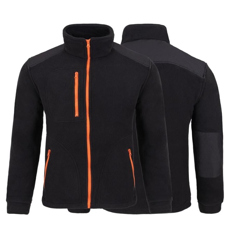 Gruby polar z haftem z wzmocnieniami oraz trzema kieszeniami koloru BlackOrange (9).jpg