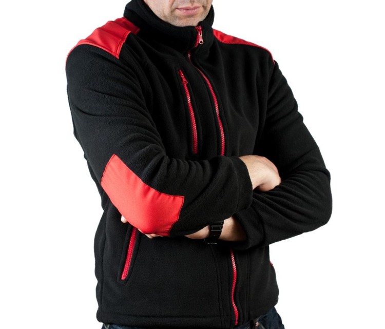 Gruby polar z haftem z wzmocnieniami oraz trzema kieszeniami koloru BlackRed (6).jpg