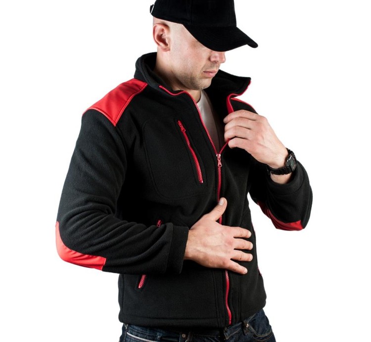 Gruby polar z haftem z wzmocnieniami oraz trzema kieszeniami koloru BlackRed (7).jpg