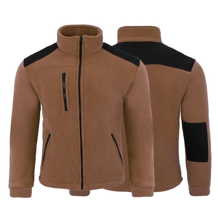 Gruby polar z haftem z wzmocnieniami oraz trzema kieszeniami koloru BrownBlack (4).jpg