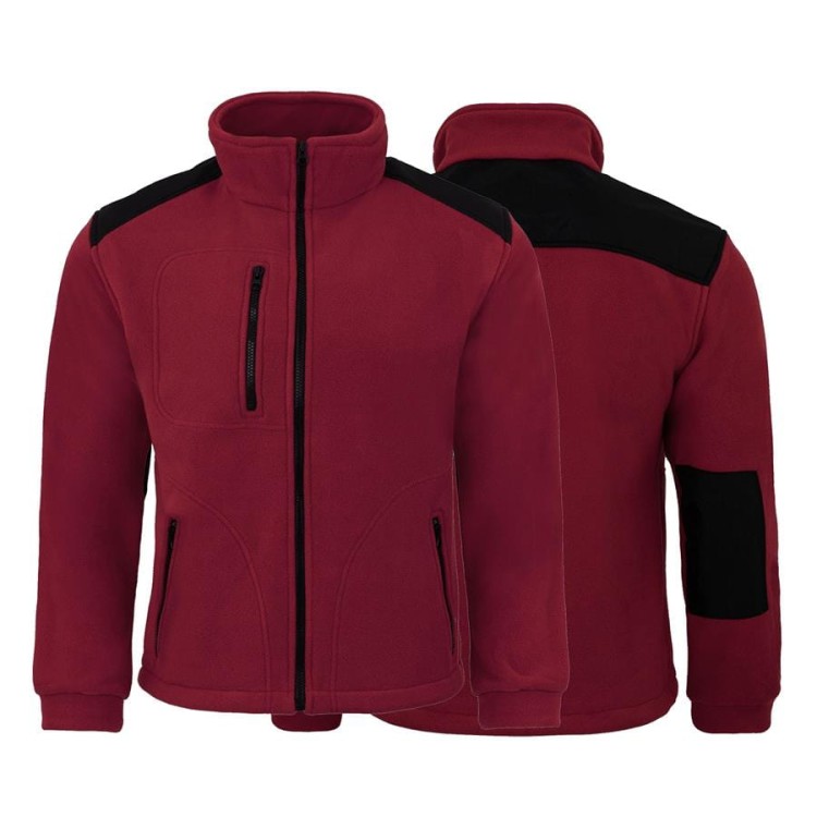 Gruby polar z haftem z wzmocnieniami oraz trzema kieszeniami koloru BurgundyBlack (4).jpg