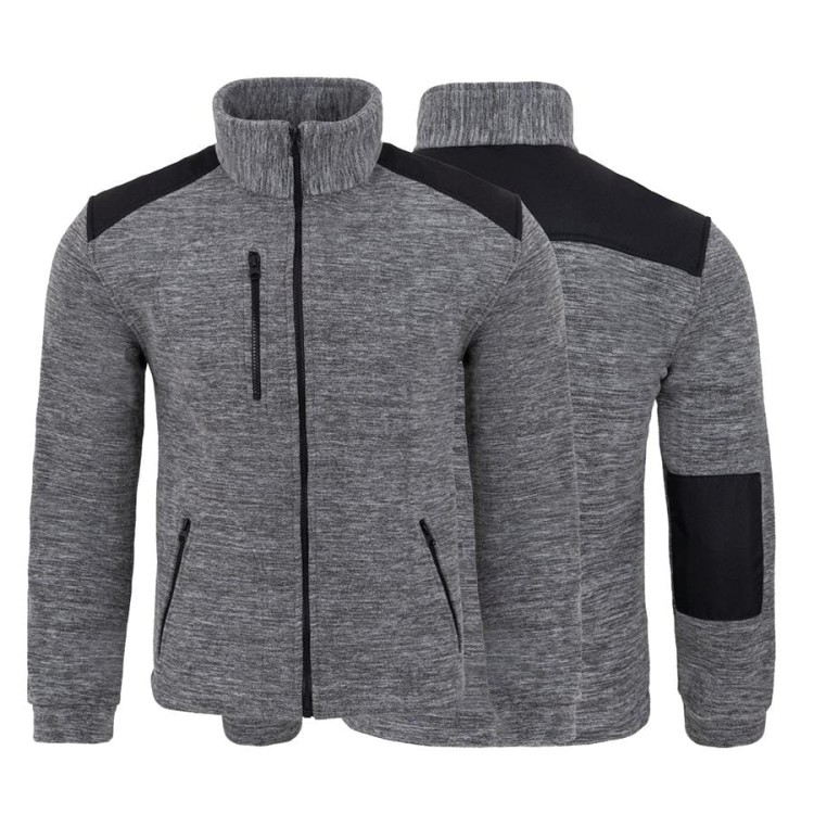 Gruby polar z haftem z wzmocnieniami oraz trzema kieszeniami koloru Grey MelangeBlack (4).jpg