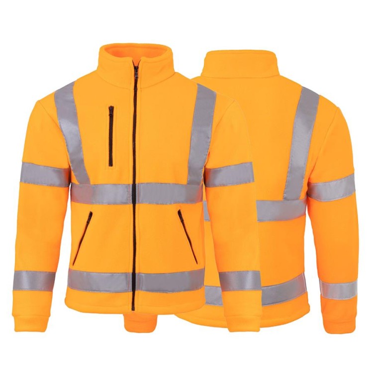 Gruby polar z haftem z wzmocnieniami oraz trzema kieszeniami koloru Orange Fluor (4).jpg