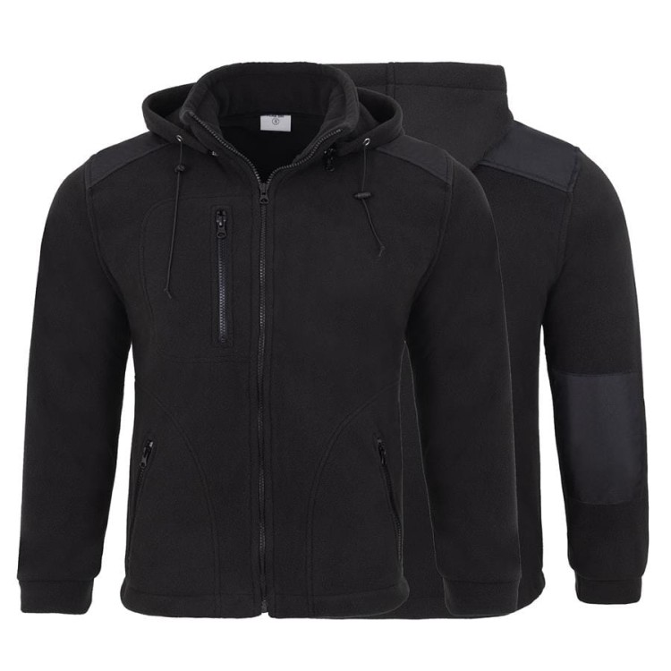 Gruby polar z haftem z odpinanym kapturem, z wzmocnieniami oraz trzema kieszeniami koloru BlackBlack (4).jpg