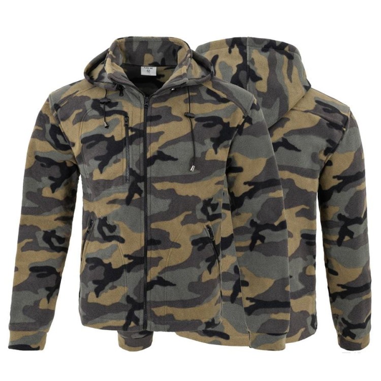 Gruby polar z haftem z odpinanym kapturem, z wzmocnieniami oraz trzema kieszeniami koloru Camouflage (5).jpg