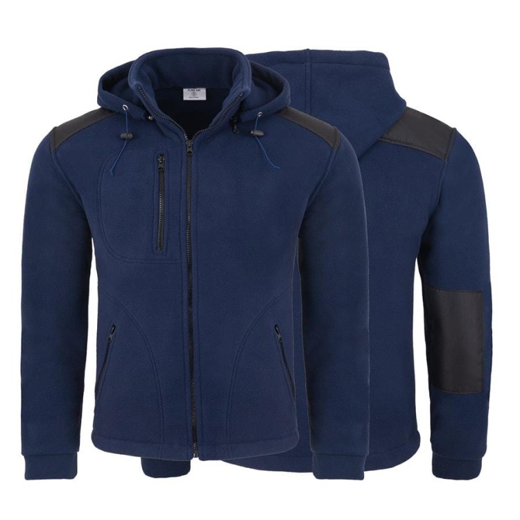 Gruby polar z haftem z odpinanym kapturem, z wzmocnieniami oraz trzema kieszeniami koloru NavyBlack (1).jpg