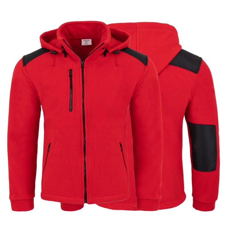 Gruby polar z haftem z odpinanym kapturem, z wzmocnieniami oraz trzema kieszeniami koloru RedBlack (1).jpg