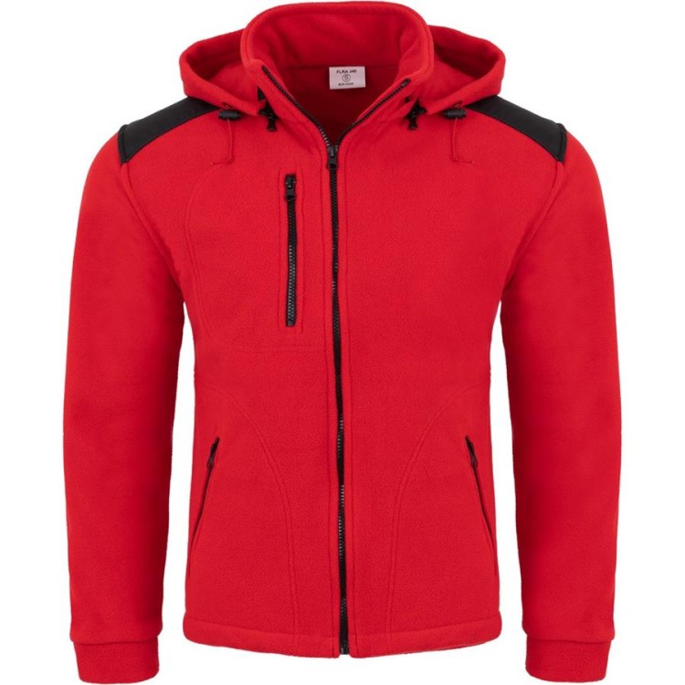 Gruby polar z haftem z odpinanym kapturem, z wzmocnieniami oraz trzema kieszeniami koloru RedBlack (2).jpg