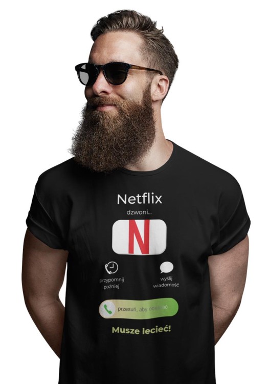 KOSZULKA NETFLIX DZWONI. MUSZĘ LECIEĆ. KOSZULKA DLA MIŁOŚNIKA SERIALI (1).jpg