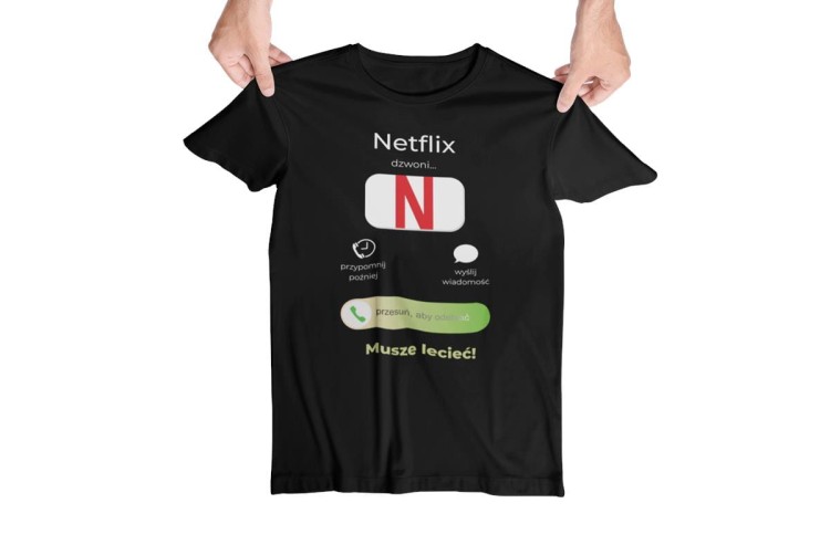 KOSZULKA NETFLIX DZWONI. MUSZĘ LECIEĆ. KOSZULKA DLA MIŁOŚNIKA SERIALI (2).jpg