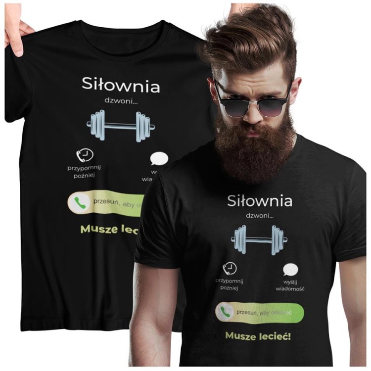 KOSZULKA SIŁOWNIA DZWONI. MUSZĘ LECIEĆ. KOSZULKA DLA SPORTOWCA KOKSIKA (3).jpg