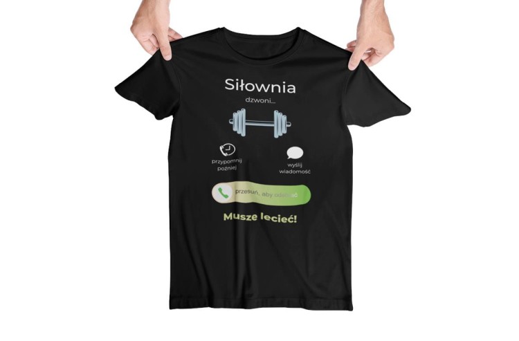 KOSZULKA SIŁOWNIA DZWONI. MUSZĘ LECIEĆ. KOSZULKA DLA SPORTOWCA KOKSIKA (2).jpg