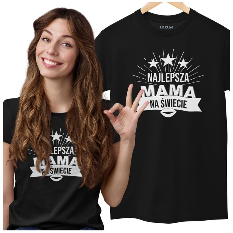 Koszulka dla Mamy na Dzień Mamy z nadrukiem Najlepsza mama na świecie kolor czarny.jpg