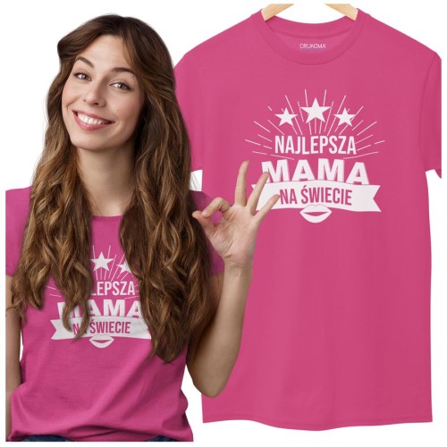 Koszulka dla Mamy na Dzień Mamy z nadrukiem Najlepsza mama na świecie kolor różowy.jpg