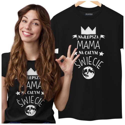 Koszulka dla Mamy na Dzień Mamy z nadrukiem najlepsza mama na całym świecie kolor czarny.jpg