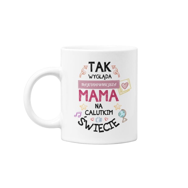 Kubek dla mamy na prezent z okazji Dnia Matki z kolorowym napisem Tak wygląda najcudowniejsza mama na calutkim świecie (2).jpg