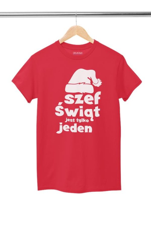 Koszulka świąteczna prezent na święta z napisem Szef świąt jest tylko jeden (3).jpg