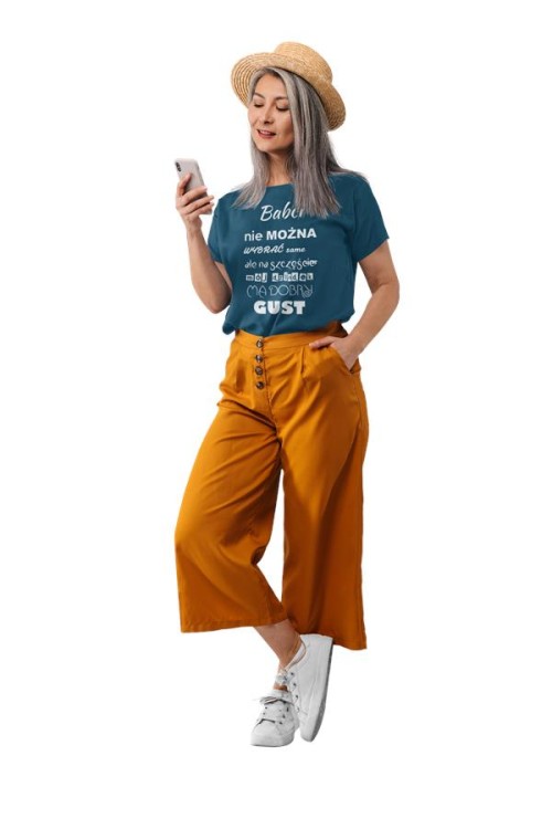 Koszulka dla Babci zestaw z koszulką na prezent z napisem Babci nie można wybrać samemu ale na szczęście mój dziadek ma dobry gust koszulka w kolorze petrol.jpg