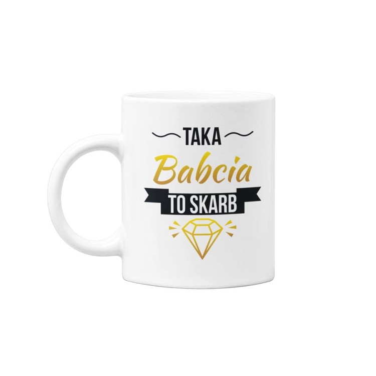 Koszulka dla Babci zestaw z kubkiem i koszulką na prezent z napisem Taka babcia to skarb z koszulką w kolorze czarnym.jpg